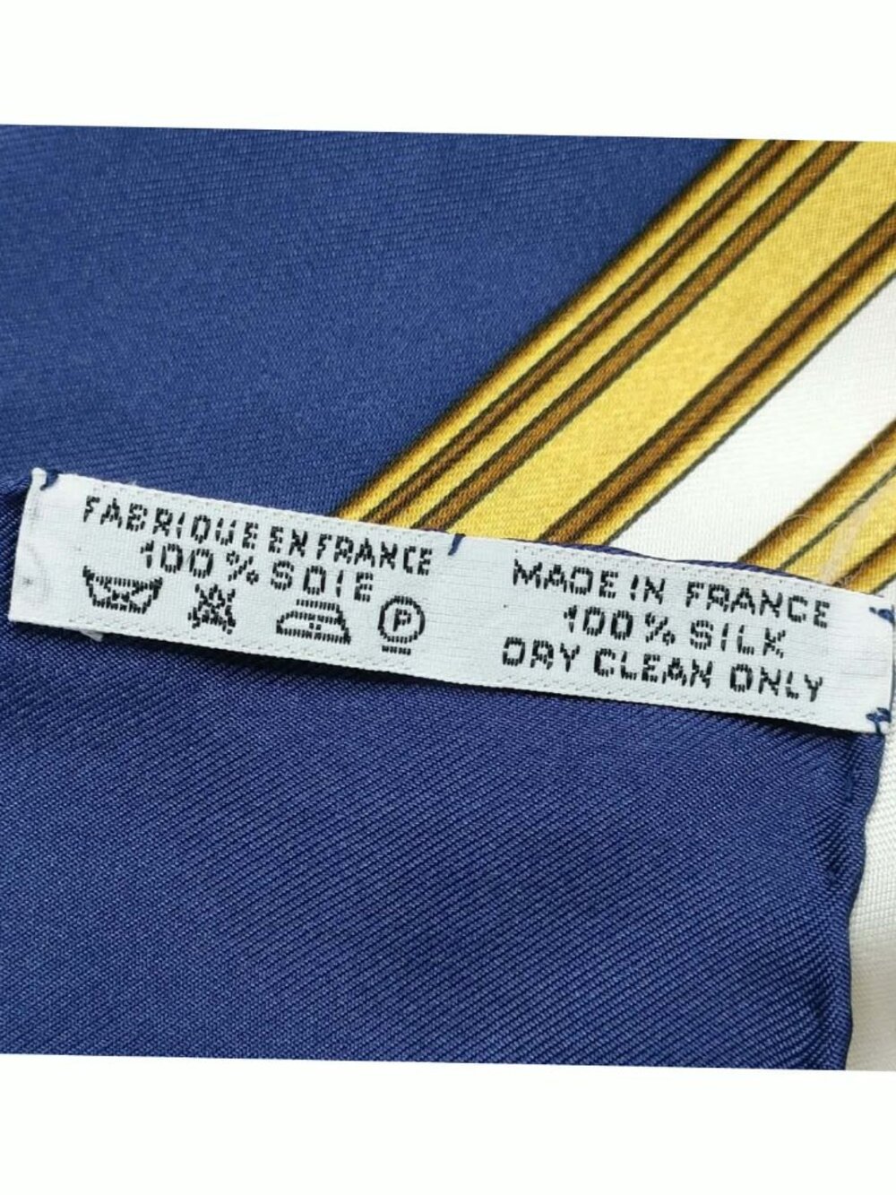 Authentic Hermès Silk Scarf Blue Gold Baroque Print Carré 90 - Picture 10 of 10